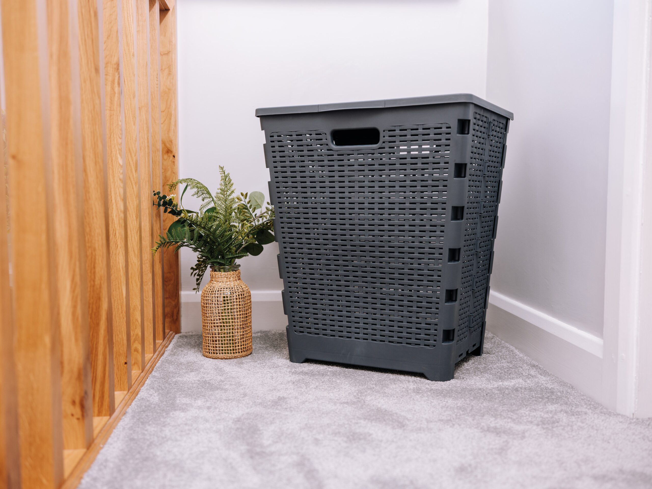 Addis Folding Laundry Hamper 519074   RATTAN FOLDING BASKET CHARCOAL 7 Scaled 